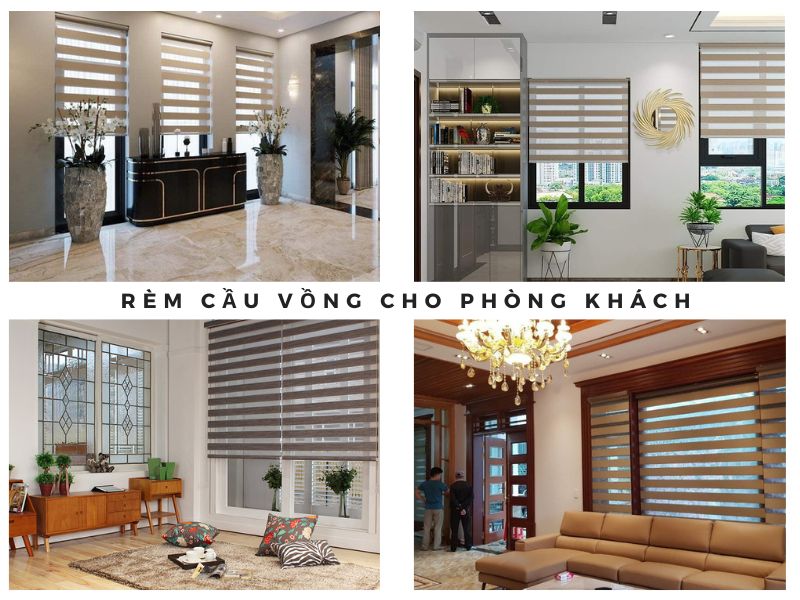 rèm cuốn cầu vồng màu nâu cafe, nâu gỗ độc đáo